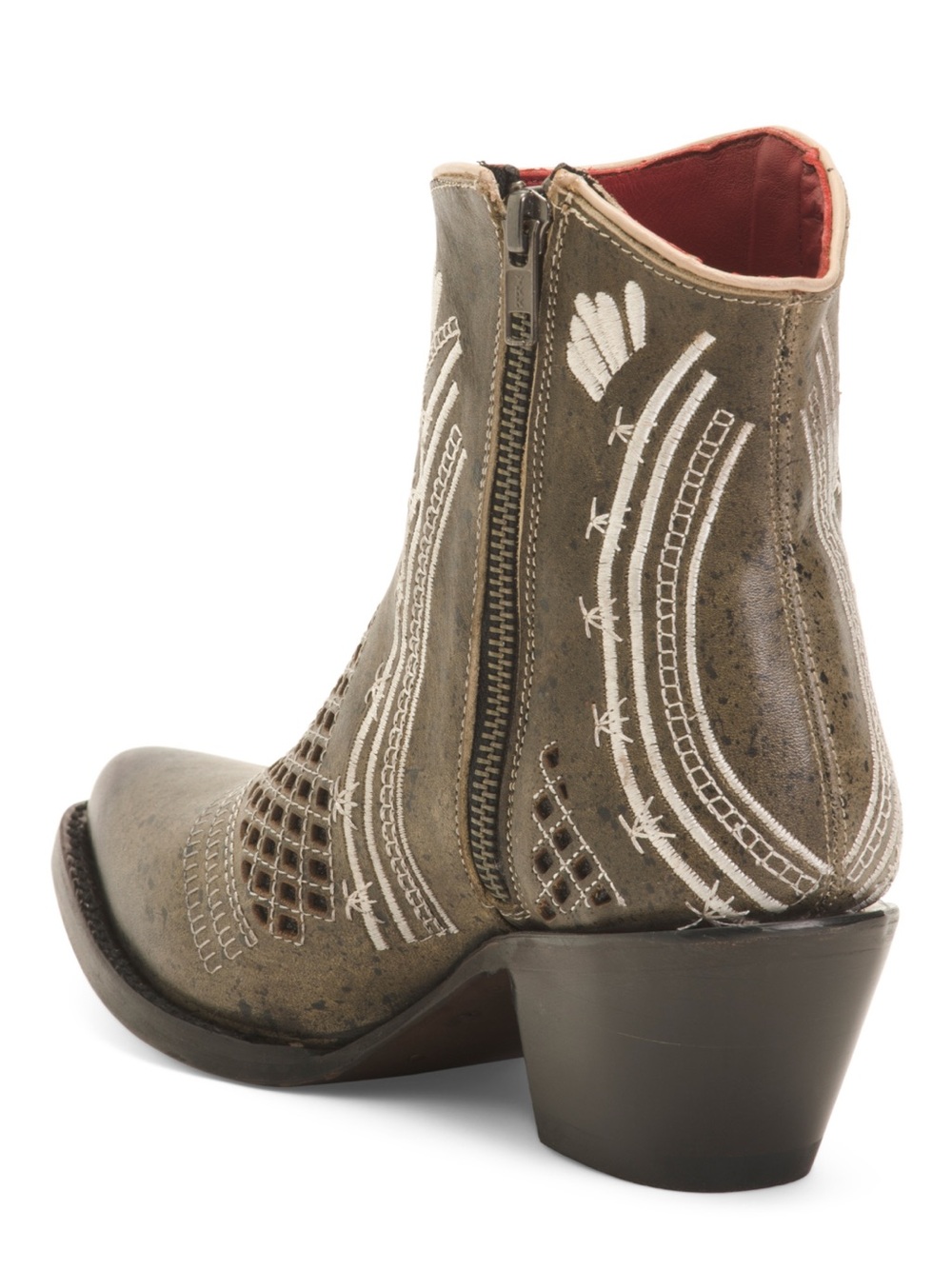 Ferrini Savannah Leather Western Ankle Boots Glitter Embroidered NWT - Picture 2 of 3